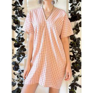 Grid pattern shirt dress